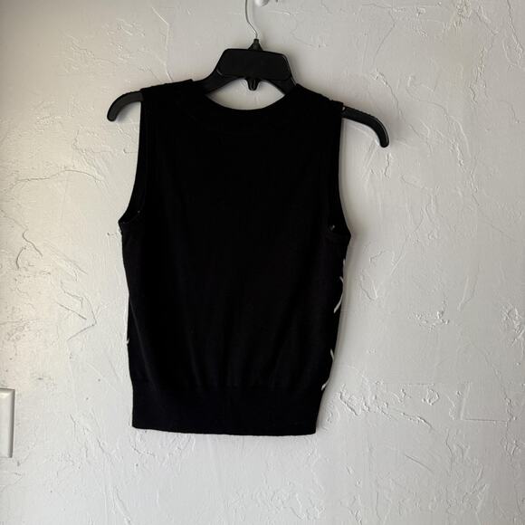 Express Design Studio Sweater Vest Y2k S Black White Argyle Knit Preppy Academia - Picture 7 of 7